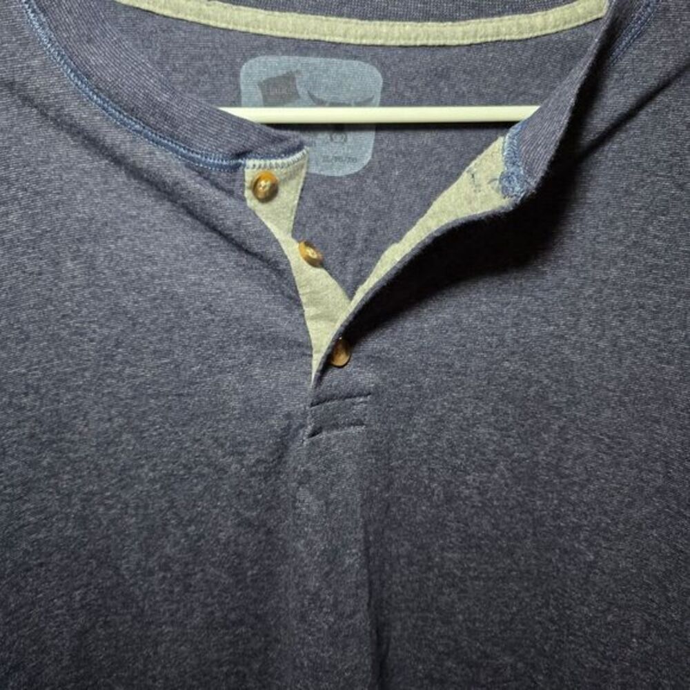 Hanes Men's Long Sleeve Beefy Henley Shirt - Heather Navy- size XL‎ - Picture 3 of 11
